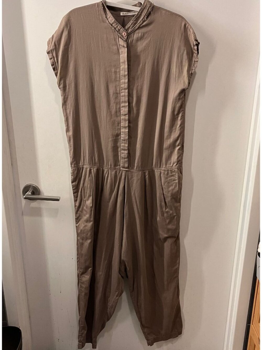 BLACK CRANE  Cotton Relaxed Jumpsuit in Tan Size Small